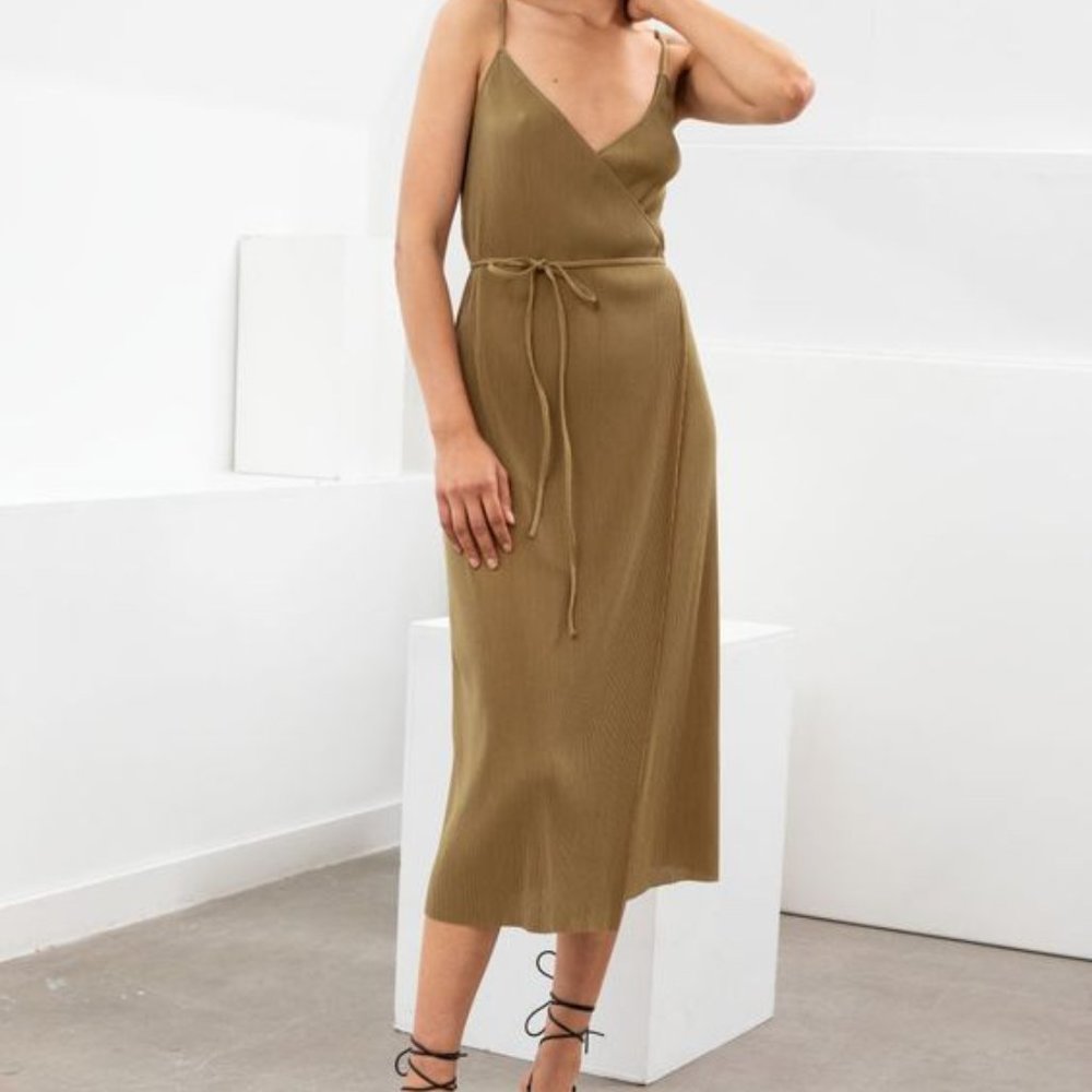 & Other Stories Ribbed Wrap Midi Dress